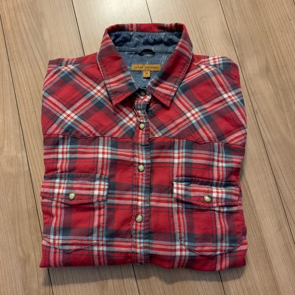 JACHS Girlfriend Plaid Snap Shirt